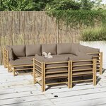vidaXL Salon de jardin 10 Pièces avec coussins taupe bambou
