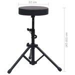 vidaXL Kit de support de clavier à empattement double et tabouret Noir