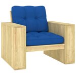 vidaXL Chaise de jardin avec coussins bleu royal Bois de pin imprégné