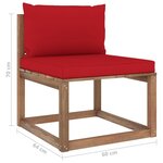 vidaXL Canapé de milieu palette de jardin avec coussins rouge