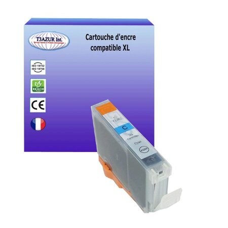 Cartouche compatible avec Canon Pixma MP800, MP800R, MP 810, MP830, MP95, MP960 remplace Canon CLI-8 Cyan- T3AZUR