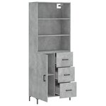 vidaXL Buffet haut Gris béton 69 5x34x180 cm Bois d'ingénierie
