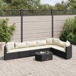 vidaXL Salon de jardin 8 Pièces avec coussins noir résine tressée