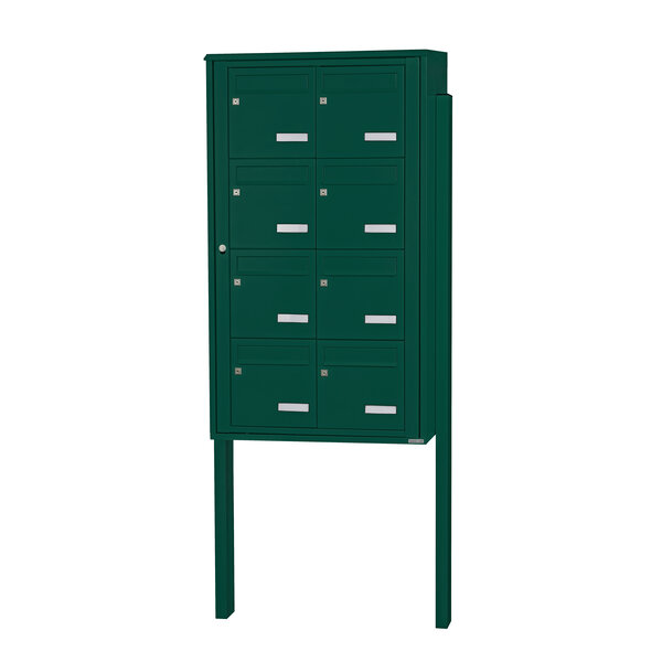 Bloc collectif Leabox 2x4 grade 3 simple face Extérieur fixation sur pieds à sceller Vert mousse RAL 6005 finition brillante