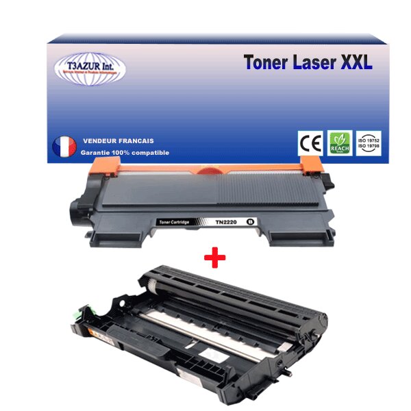 Kit Tambour+Toner  compatible avec Brother TN2220, TN2010, DR2200 pour Brother HL2240, HL2240D - T3AZUR