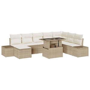 vidaXL Ensemble de canapé de jardin avec coussin 9 Pièces beige et crème