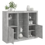 vidaXL Buffets avec lumières LED 3 Pièces gris béton bois d'ingénierie