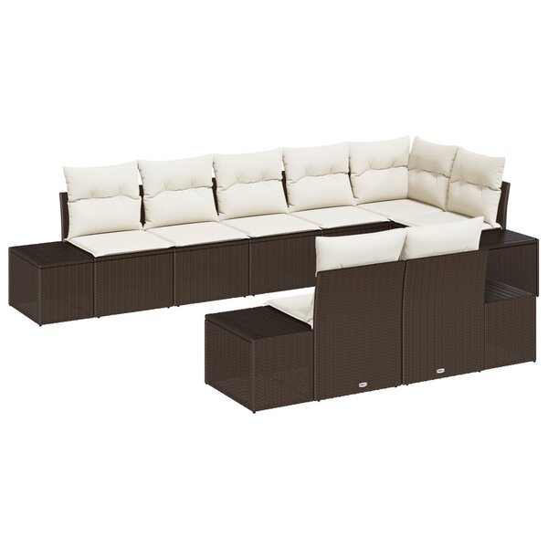 vidaXL Ensemble de Canapé de Jardin 8 pièces avec Coussins Marron Rattan Poly
