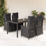 vidaXL Ensemble à manger de jardin coussins 5Pièces Noir Résine tressée
