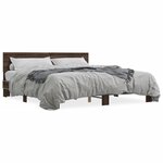 vidaXL Cadre de lit chêne marron 200x200 cm bois d'ingénierie et métal