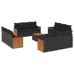 vidaXL Salon de jardin avec coussins 13 Pièces noir résine tressée