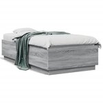 vidaXL Cadre de lit avec LED sans matelas sonoma gris 75x190 cm