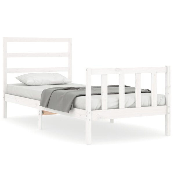 vidaXL Cadre de lit avec tête de lit blanc 90x190 cm bois massif
