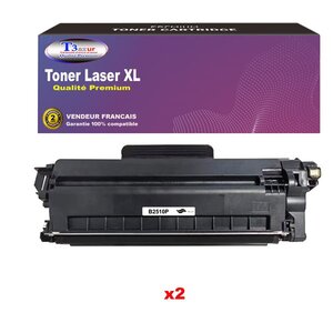 T3AZUR- 2x Toners compatibles avec brother MFC-L2827DWXL MFC-L2835DW MFC-L2860DW TN-2510 Noir (1 200 pages)
