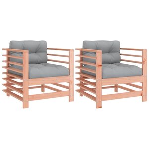 vidaXL Chaises de jardin avec coussins lot de 2 bois massif douglas