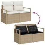 Ensemble de 6 Pièces de Canapé de Jardin avec Coussins Beige en Rattan Poly