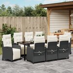 vidaXL Set de jardin de 9 pièces en rotin noir