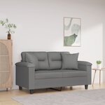 vidaXL Canapé 2 places avec oreillers gris foncé 120 cm