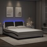 vidaXL Cadre de lit avec lumières LED blanc noir 160x200 cm similicuir