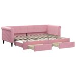 vidaXL Lit de jour avec gigogne et tiroirs rose 80x200 cm velours