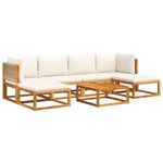 vidaXL Salon de jardin avec coussins 7 Pièces bois massif d'acacia