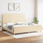 vidaXL Cadre de lit avec tête de lit Crème 200 x 200 cm Tissu