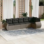 vidaXL Salon de jardin 6 Pièces avec coussins gris résine tressée