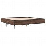 vidaXL Cadre de lit chêne marron 200x200 cm bois d'ingénierie et métal