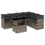 vidaXL Salon de jardin avec coussins 7 Pièces gris résine tressée