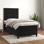 vidaXL Sommier à lattes de lit et matelas Noir 80x200 cm Velours
