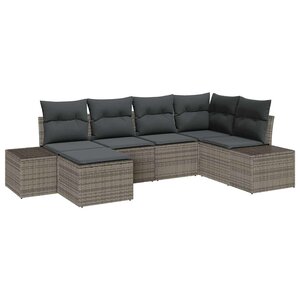 vidaXL Ensemble de canapé de jardin avec coussin 6 Pièces Gris polyrotin