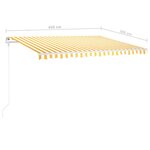 vidaXL Auvent manuel rétractable avec LED 4 5x3 m Jaune et blanc