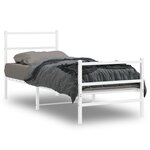 vidaXL Cadre de lit métal avec tête de lit/pied de lit blanc 80x200 cm