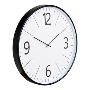 Horloge ronde murale en plastique noir et blanc Ø 51 cm