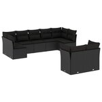 vidaXL Salon de jardin 9 Pièces avec coussins noir résine tressée