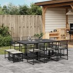 vidaXL Ensemble à manger de jardin 11 Pièces coussins noir résine tressée