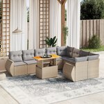 vidaXL Salon de jardin avec coussins 10 Pièces beige résine tressée