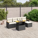 vidaXL Salon de jardin 6 Pièces avec coussins noir résine tressée