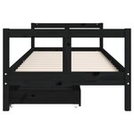 vidaXL Cadre de lit enfant tiroirs noir 80x200 cm bois de pin massif