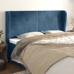 vidaXL Tête de lit avec oreilles Bleu foncé 163x23x118/128 cm Velours