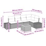 vidaXL Ensemble de 6 Canapés de Jardin avec Coussins Gris Poly Rotin Acacia