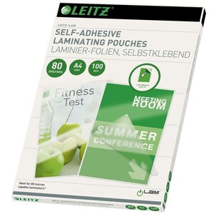 Leitz pochettes de plastification auto-adhésives a4 100 pièces