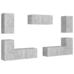 vidaXL Ensemble de meubles TV 7 Pièces Gris béton Bois d'ingénierie
