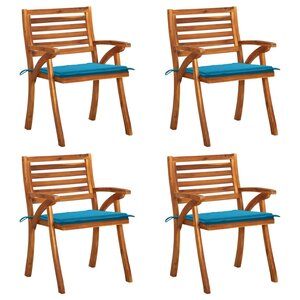 vidaXL Chaises de jardin avec coussins lot de 4 Bois de teck solide