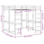 vidaXL Lit superposé et bureau et échelle 140x200cm bois de pin massif