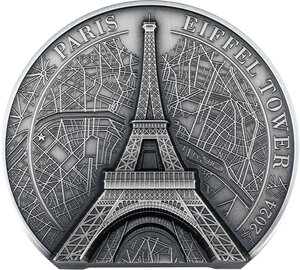 Pièce de monnaie en Argent 25 Dollars g 155.5 (5 oz) Millésime 2024 Historical Monuments EIFFEL TOWER