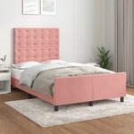 vidaXL Cadre de lit avec tête de lit rose 120x190 cm velours