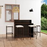 vidaXL Ensemble de bar de jardin avec coussins 5 Pièces Marron