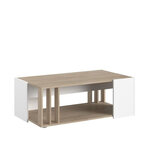 Table basse - Décor blanc et chêne du Japon - 119 x 43 x Hauteur 68 cm
