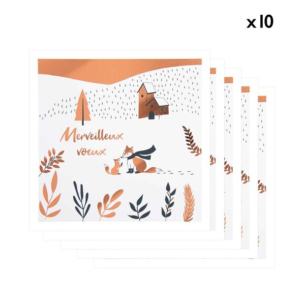 Lot De 10 Cartes De Vœux Etincelle Renard - Draeger paris